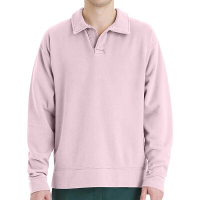 Unisex Garment Dye Polo Collar Sweatshirt Thumbnail